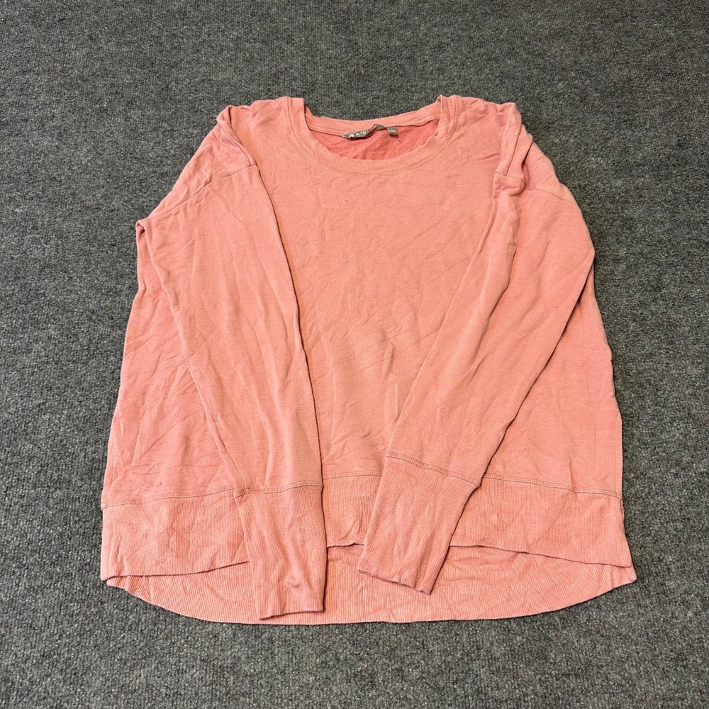 Athleta Sweatshirt Womens Size L Pink Relaxed Fit Fleece Thumbholes Pullover